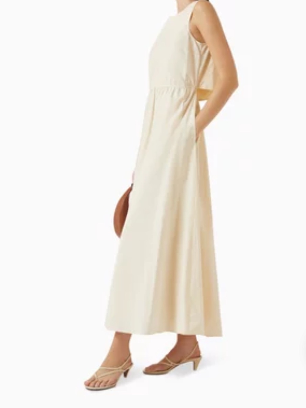 COS Cut-out Maxi Dress in Cotton in Ivory Off White Size 12 A-line dress - Picture 3 of 8